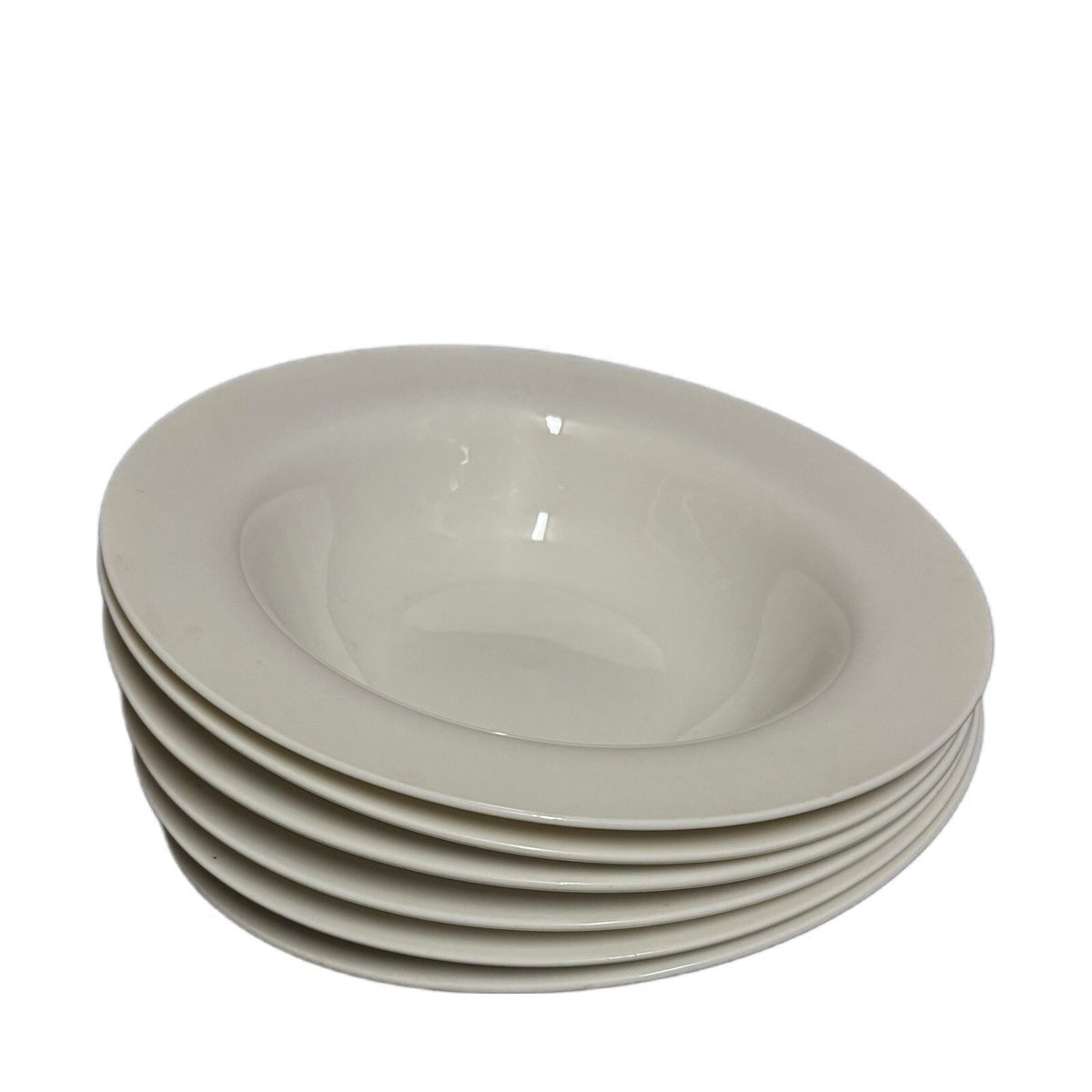 Pier 1 Imports 6-Rim Soup Bowls NEW ESSENTIALS CLASSIC White Ceramic Pasta Salad