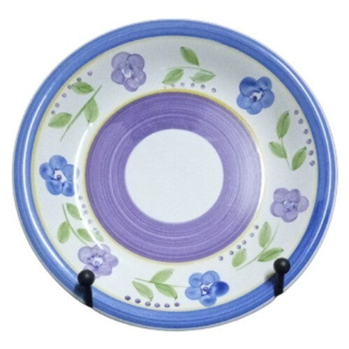 Gibson Designs BELLA 4-Dinner Plates 11 1/8"D Ceramic Blue Lavender Floral Bands