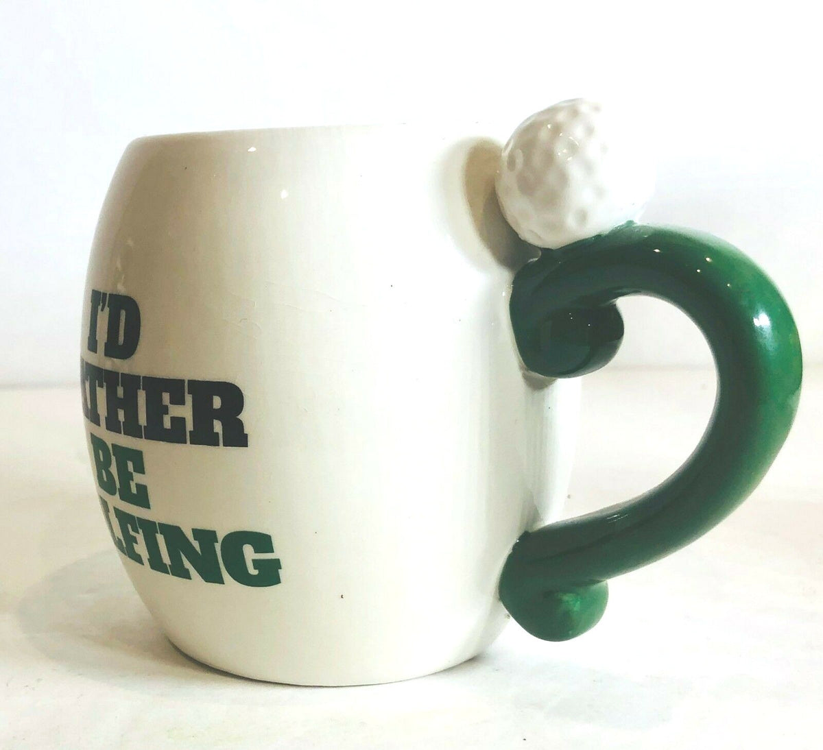 Golf Ceramic Mug I'd Rather Be Golfing 3D Handle Golf Ball Coffee Tea Cup