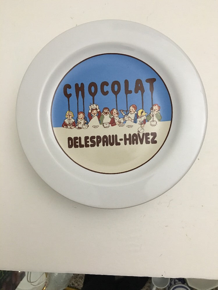 6-Pottery Barn CHOCOLATE Salad Plates Delespaul-Havez Ceramic Dessert Dish