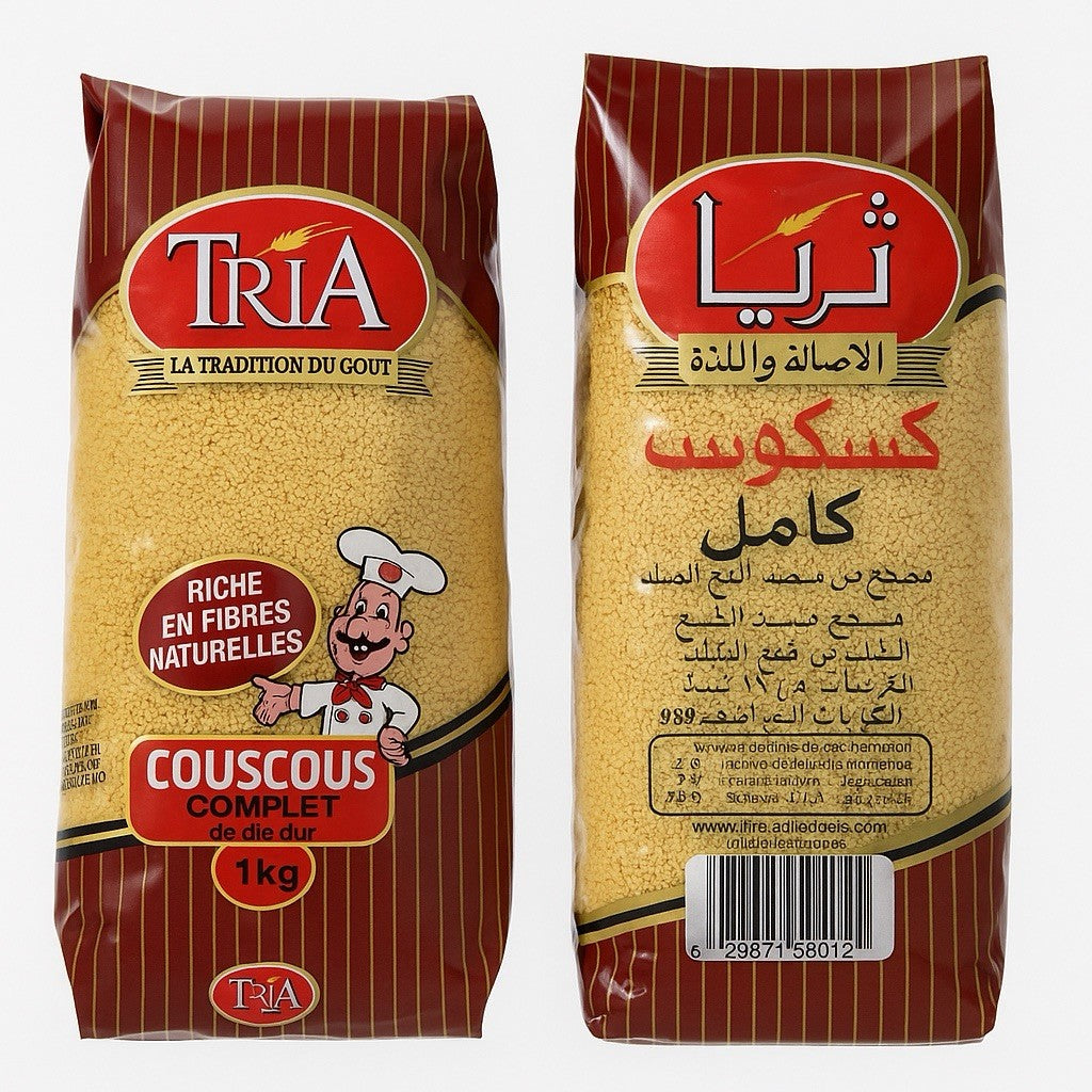 COUSCOUS TRIA 2-Whole Wheat Fine Complet Moroccan Vegan Vegetarian No MSG