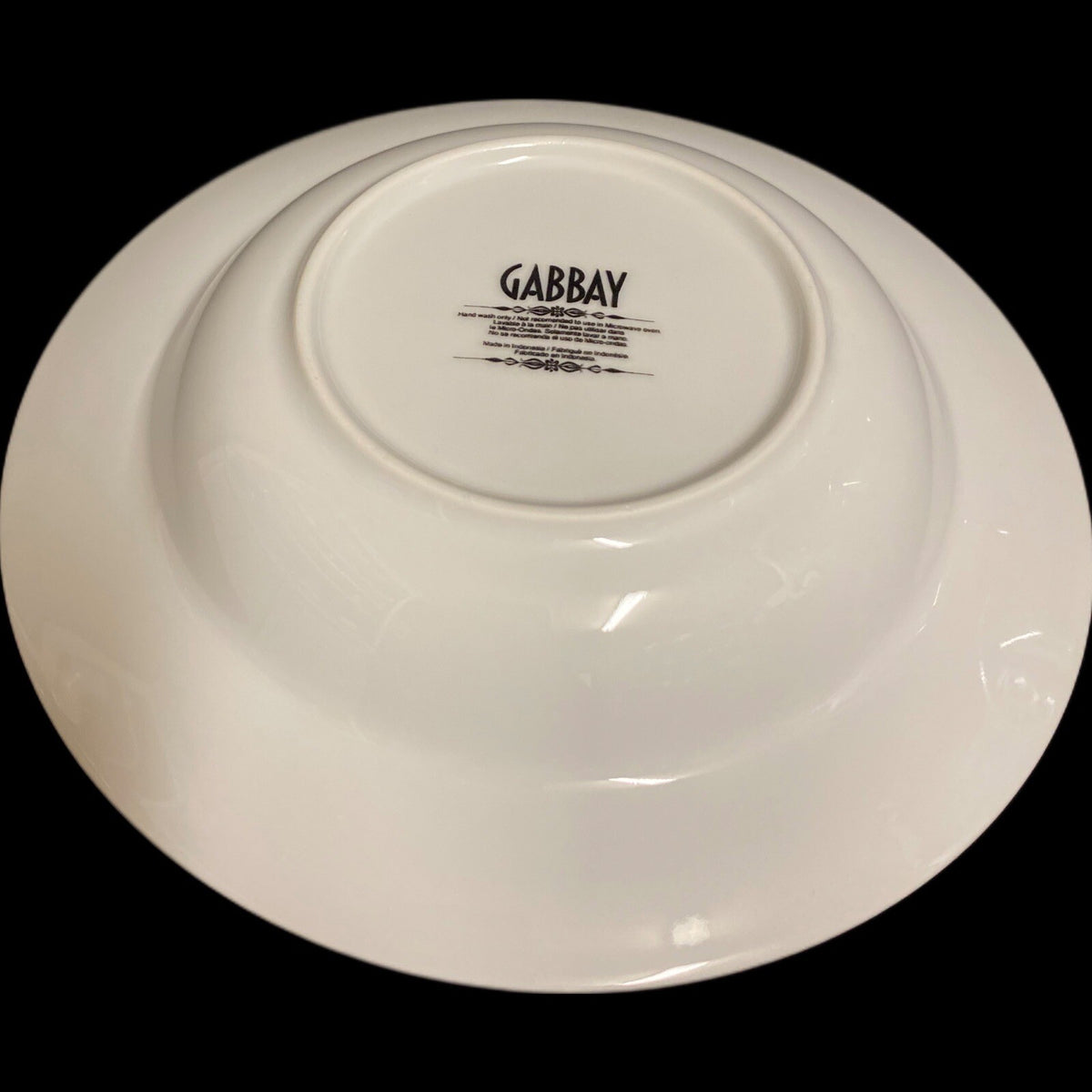 Gabbay QUEEN VICTORIA 1-Rim Soup Bowl Ceramic White Gold Border Trim Dinnerware