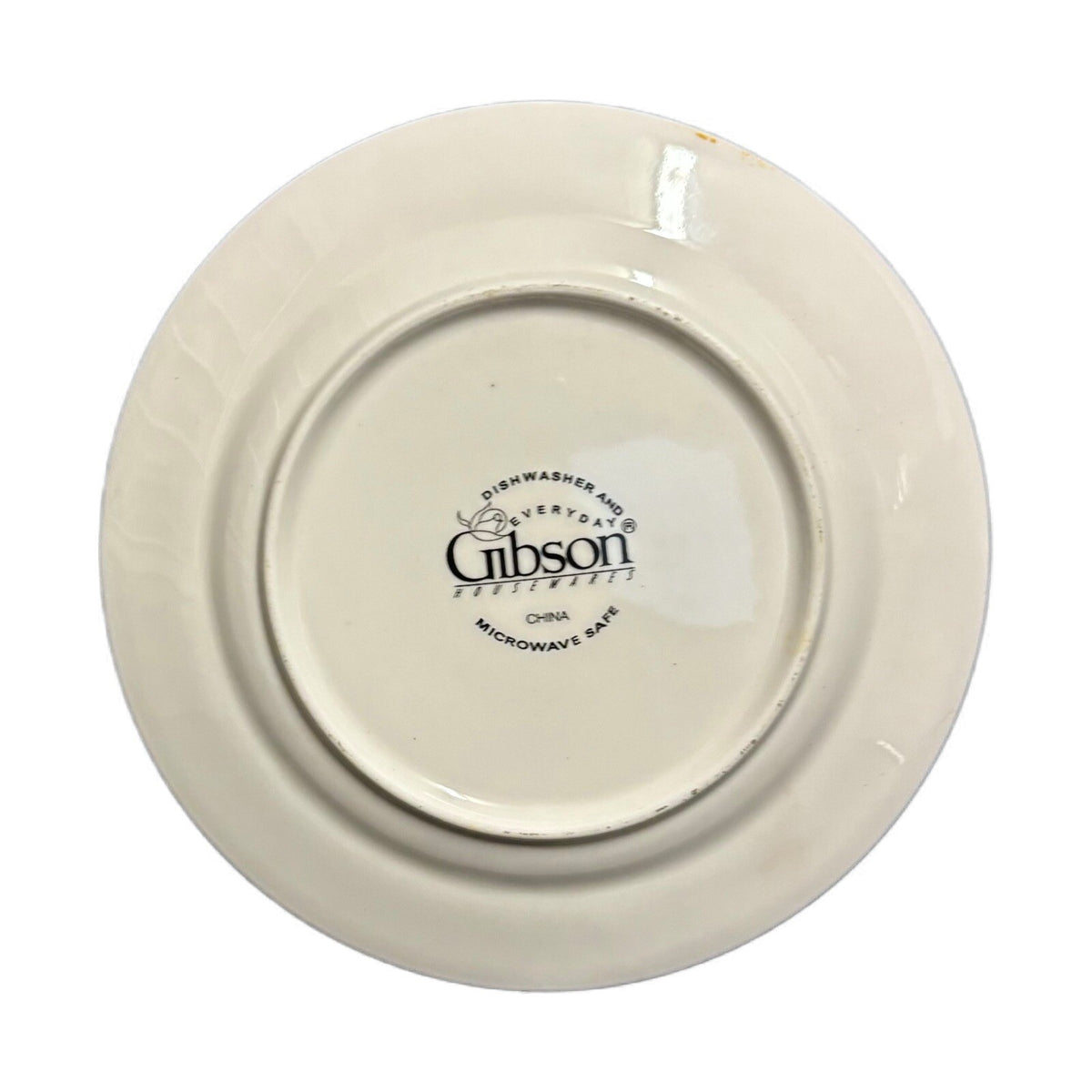 Gibson Designs FRUIT A PLENTY 4-Salad Plates Fruits Yellow Border Dessert Dish