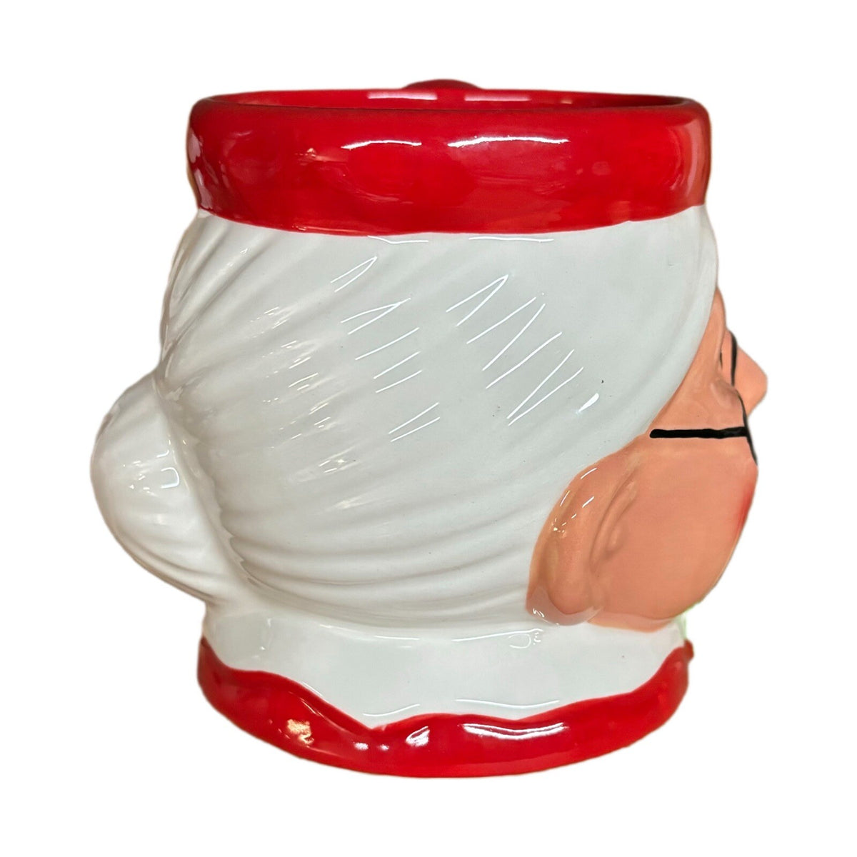 Pier 1 Imports 2- Mugs Santa & Mrs Claus Coffee Cups Hand Painted Dolomite 18oz