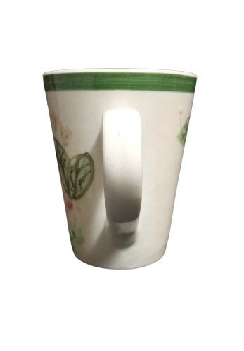 Gibson Designs Peach Duo Set of 3 Mugs 12 oz Coffee Tea Cups Fruit Floral Green