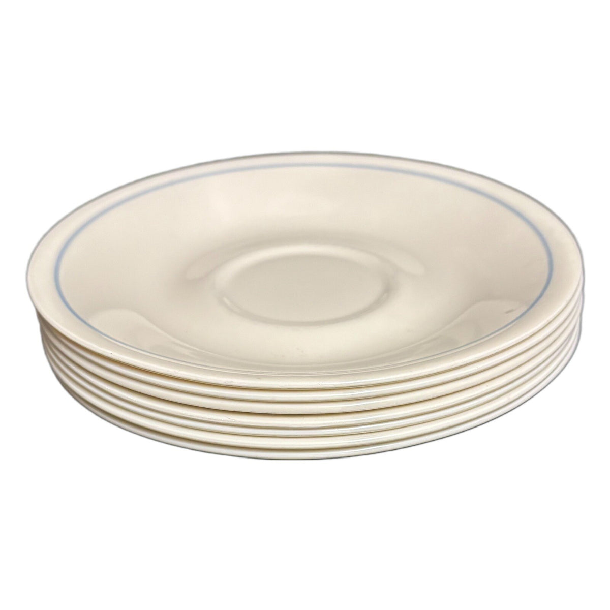 Corelle Corning 7 Saucers Blue Stripe Ivory Plate