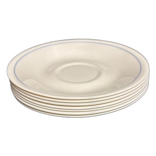 Corelle Corning 7 Saucers Blue Stripe Ivory Plate