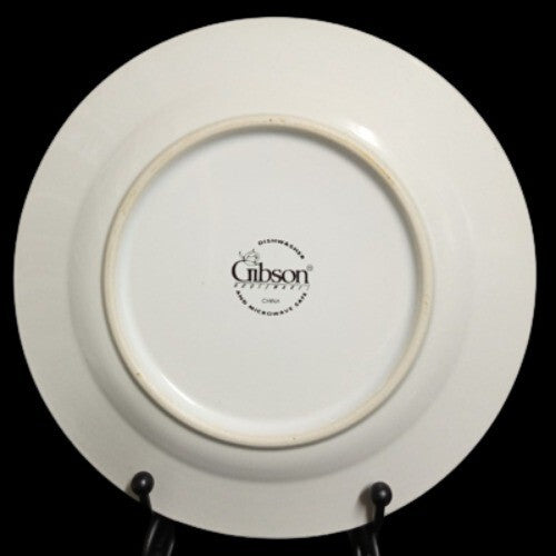 Gibson Designs CORNUCOPIA FRUIT 4-Salad Plates 7 ½” D Apple Pear Cherry Plum
