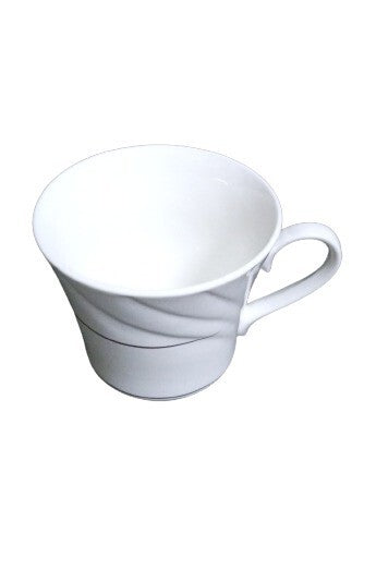 Gibson GOLDEN EMBRACE Cup & Saucer 8 oz Gold Ring Embossed Curves On Rim White