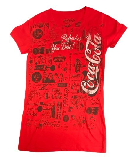 Coca Cola T-Shirt Refreshes you Best-Crew Neck Red White Black Short Sleeves MD.
