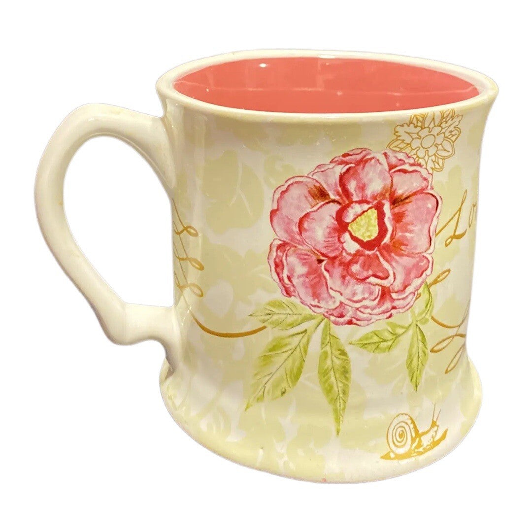 JULIA MINASIAN Coffee Mug Cup Coastline Imports LOVE Stoneware Painted FLORAL