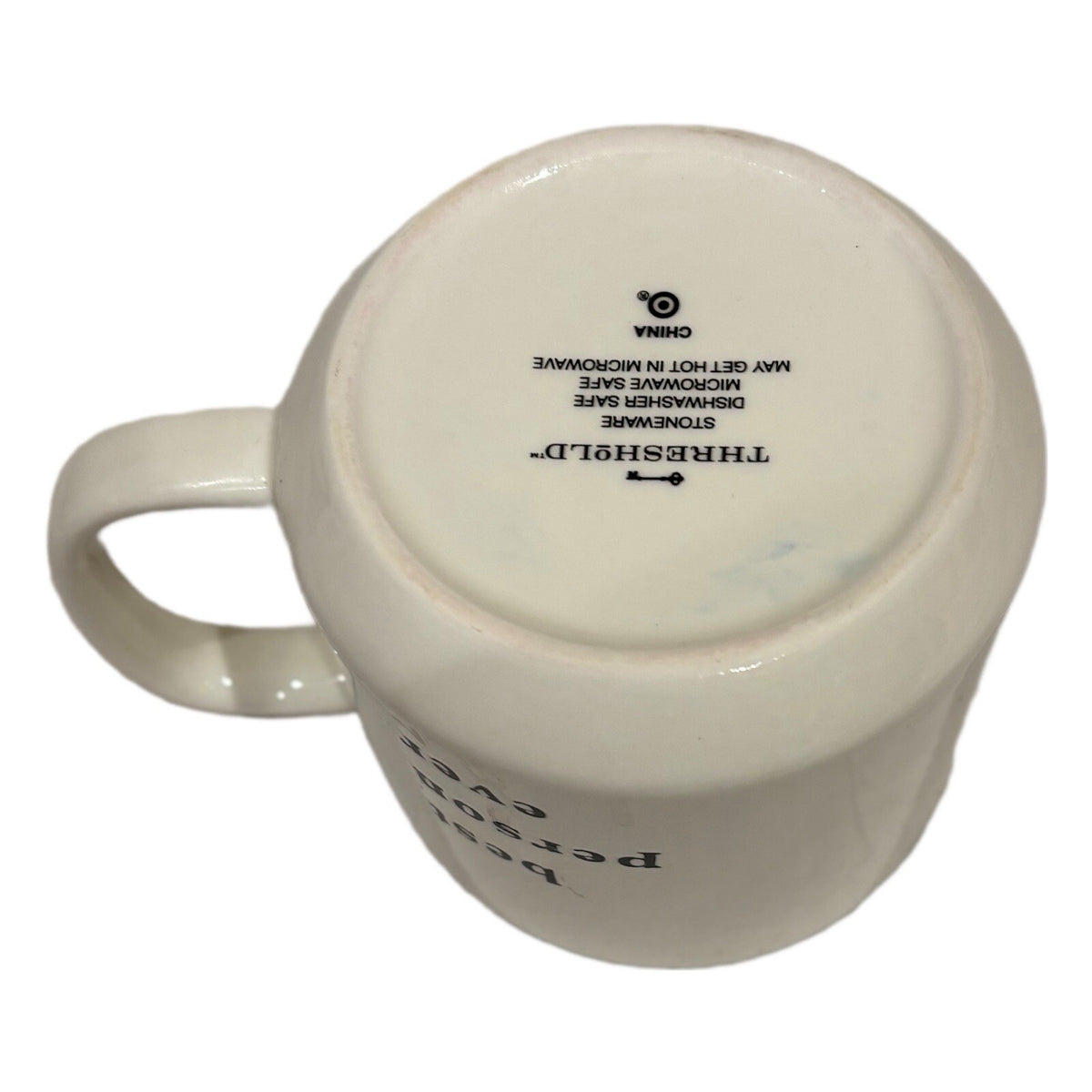 Threshold Mug BEST PERSON EVER Coffee Tea Cup Target Stoneware 16 oz White Blue