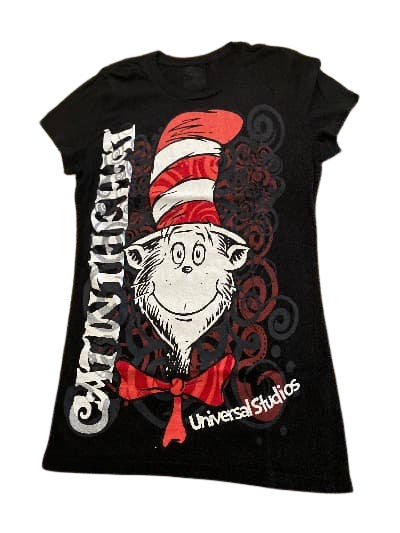 Dr. Seuss Cat In The Hat Universal Studios Black Graphic T-Shirt Women’s Small