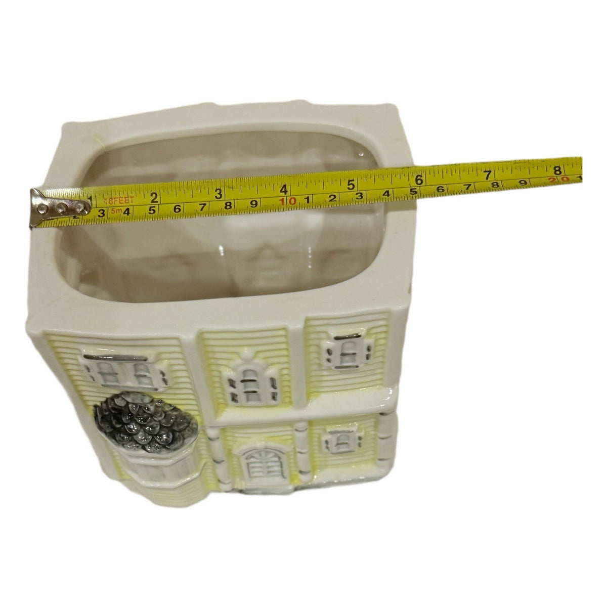 Victorian House Cookie Jar Yellow Ceramic Home Collectible Kitchen Storage