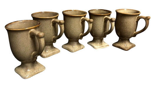 Bombay Company Stoneware Pedestal Coffee Mug Set of 5