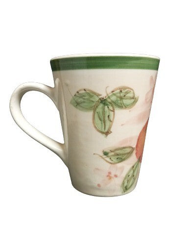 Gibson Designs Peach Duo Set of 3 Mugs 12 oz Coffee Tea Cups Fruit Floral Green