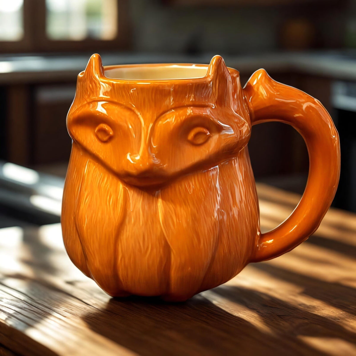 Holiday Home HARVEST Mug Orange FOX 3D Face Ceramic Figural Coffee Tea Cup