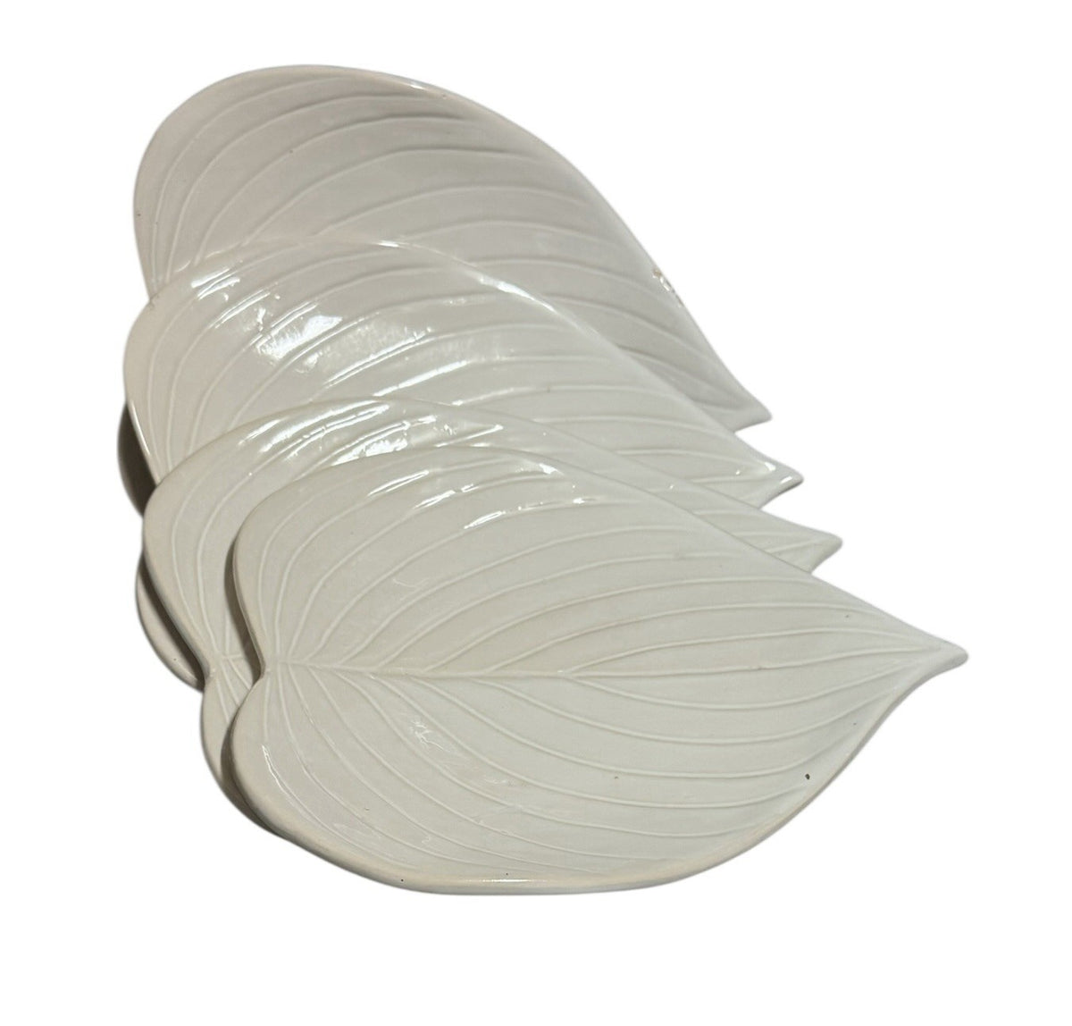 Napa Home & Garden 8pc Leaf Plates Set – 4 Large 8.5” & 4 Small 5” White Ceramic