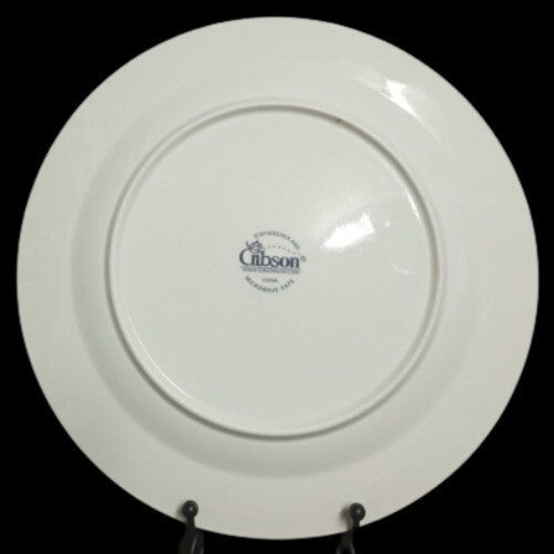 Gibson Designs FRUIT GROVE 4-Dinner Plates Cherries Grapes 10 ¾”D White & Fruits