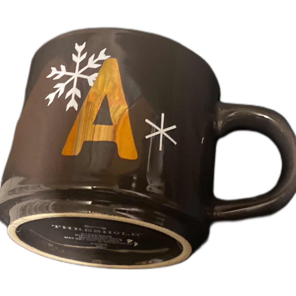 Threshold Mug Monogram A Letter Gold Initial Stoneware Coffee Tea Snowflake Cup