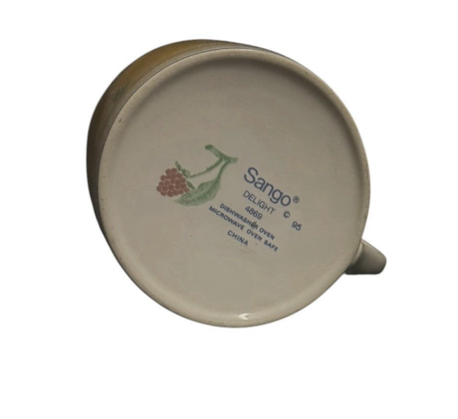 Sango Delight 4869 Set of 3 Coffee Tea Cups Fruit Pattern Stoneware Vintage