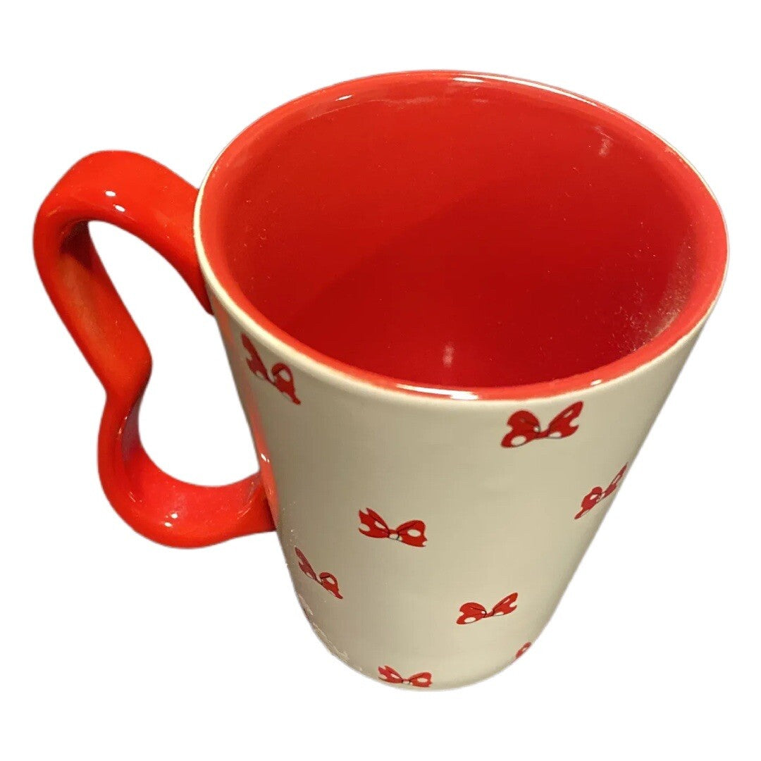 Disney Minnie Mouse Red Bow Ceramic Coffee Mug Black Red Handle Tea Cup