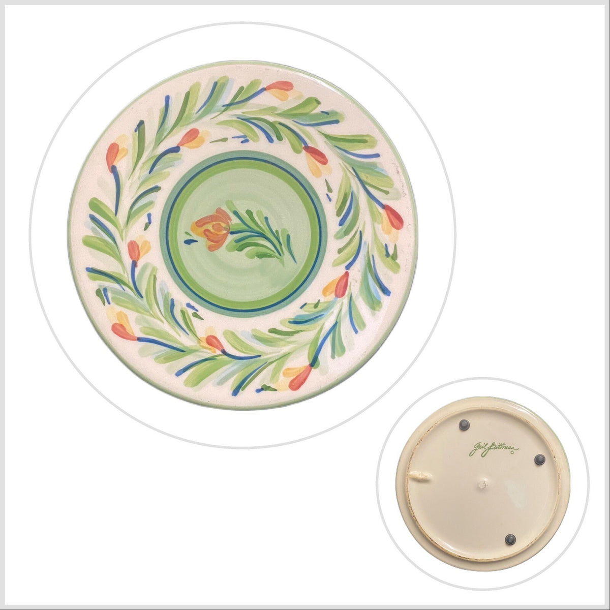 Gail Pittman 1-Dinner Plates 1-Green Trivet SIENA GARLAND Floral Southern Living