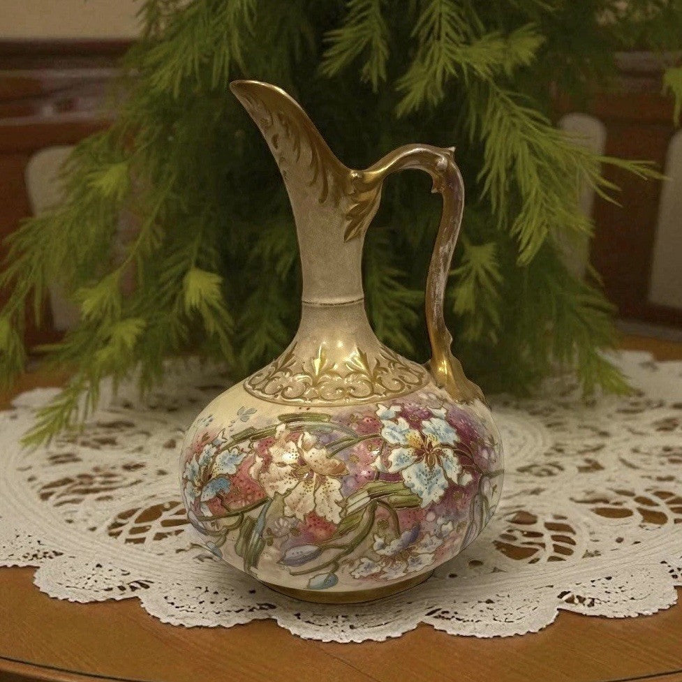 Royal Bonn Art Nouveau floral ewer, Franz Anton Mehlem’s Bonn, Germany