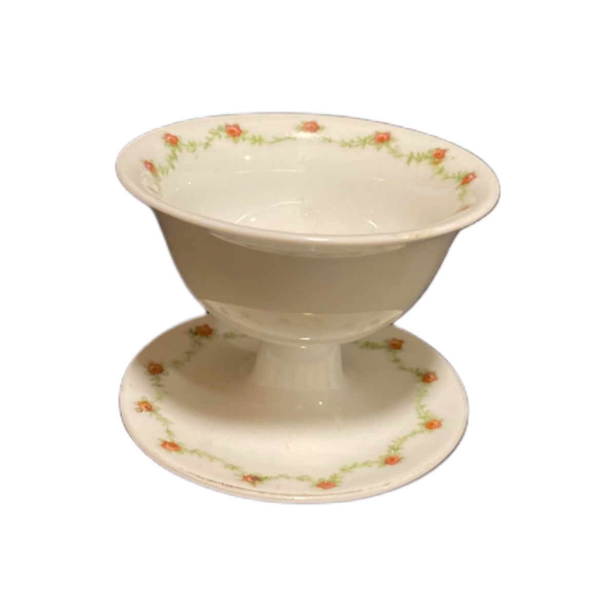 Vintage Victoria Austria 4-Pedestal Cups Dessert Berries Porcelain Rosebuds