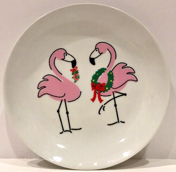 FLORIDA MARKETPLACE 4 Dessert Plates Manatee-Flamingos-Dolphin-Pelican 6 1/2" D