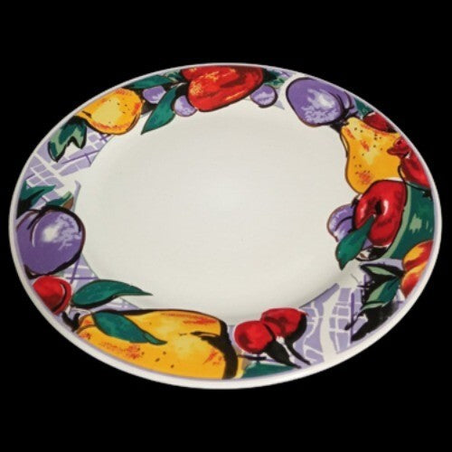 Gibson Designs CORNUCOPIA FRUIT Chop Plate 12” D Apple Pear Cherry Plum Border