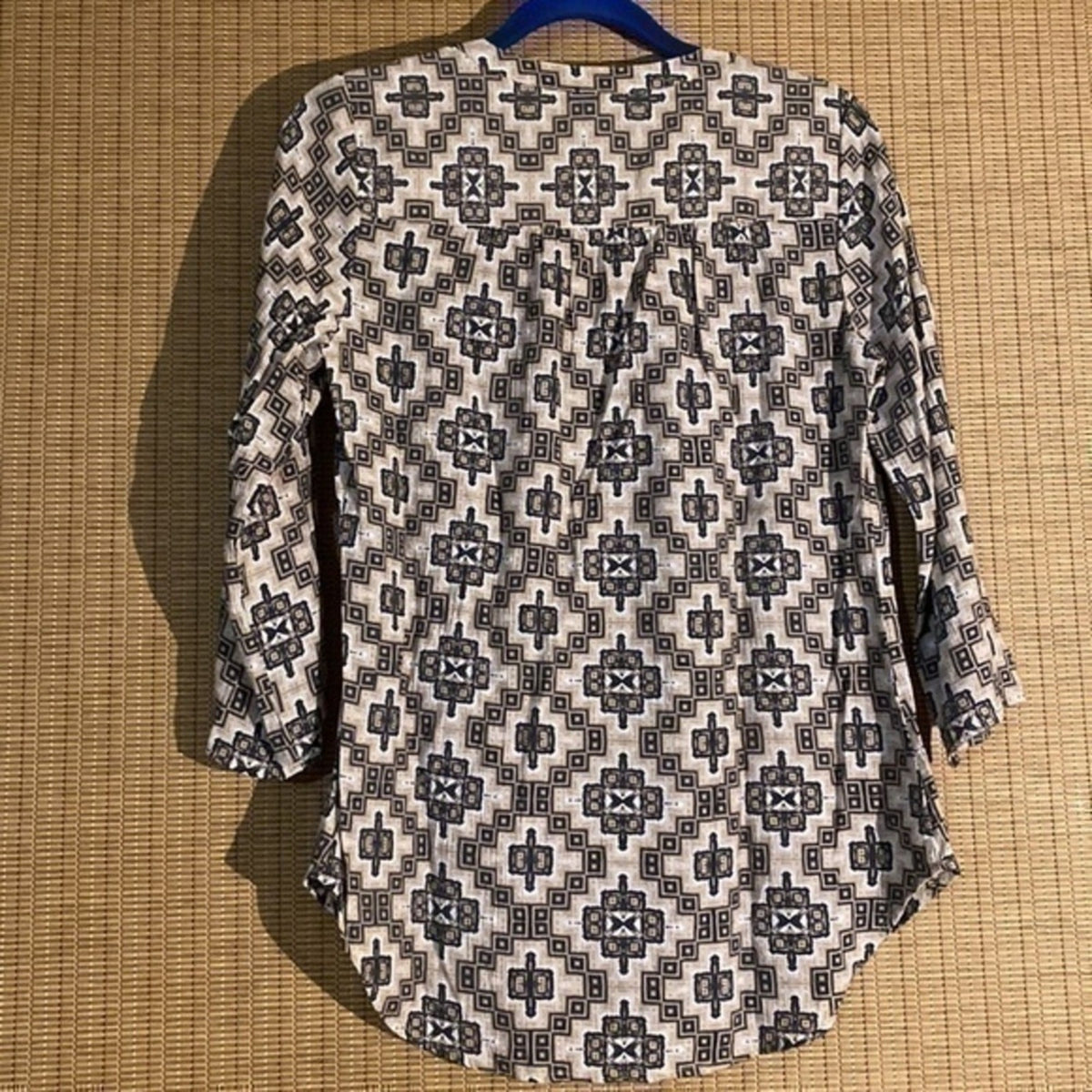 Kim Rogers Blouse Tan Black & Brown Top Small