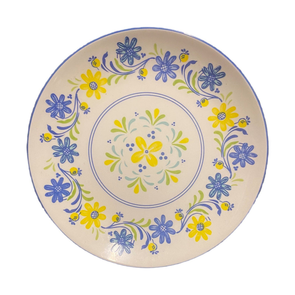 BAUM Tuscany Dinner Plate Blue Yellow Floral Ceramic 10 1/2" D  Dish