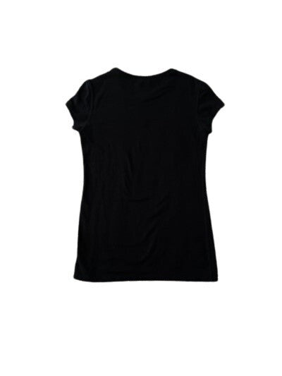 Eco Yoga Prints T-shirt Women Black Silver Top SM. Sustainable Organic Clothing