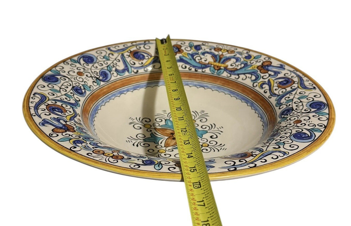 Portugal Umbria 15 3/8”D Serving Bowl Hand Painted Blue Yellow Floral Ceramic