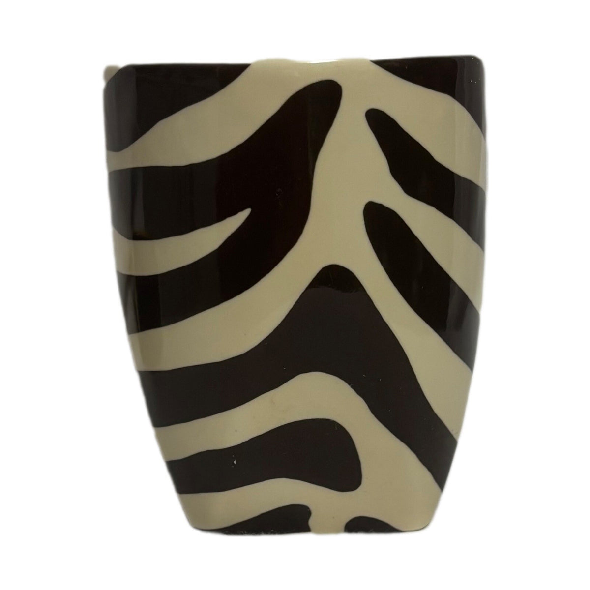 222 Fifth 2-Mugs BROWN ZEBRA Fine Porcelain Coffee Tea Cups Stripes PTS Int'l