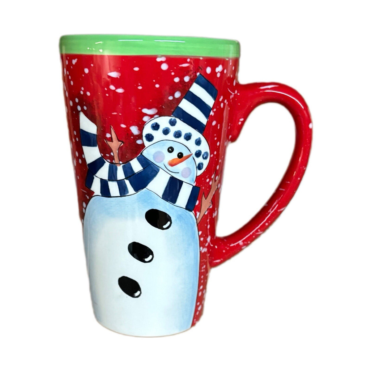 CHARLIE ZABARTE Latte Mug Certified International Snowman Tall Coffee Tea 16 Oz