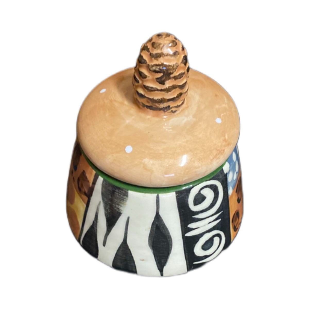 JULIAN KEYSER Handmade Sugar Bowl & Lid South Africa Hand Painted Ceramic Dish