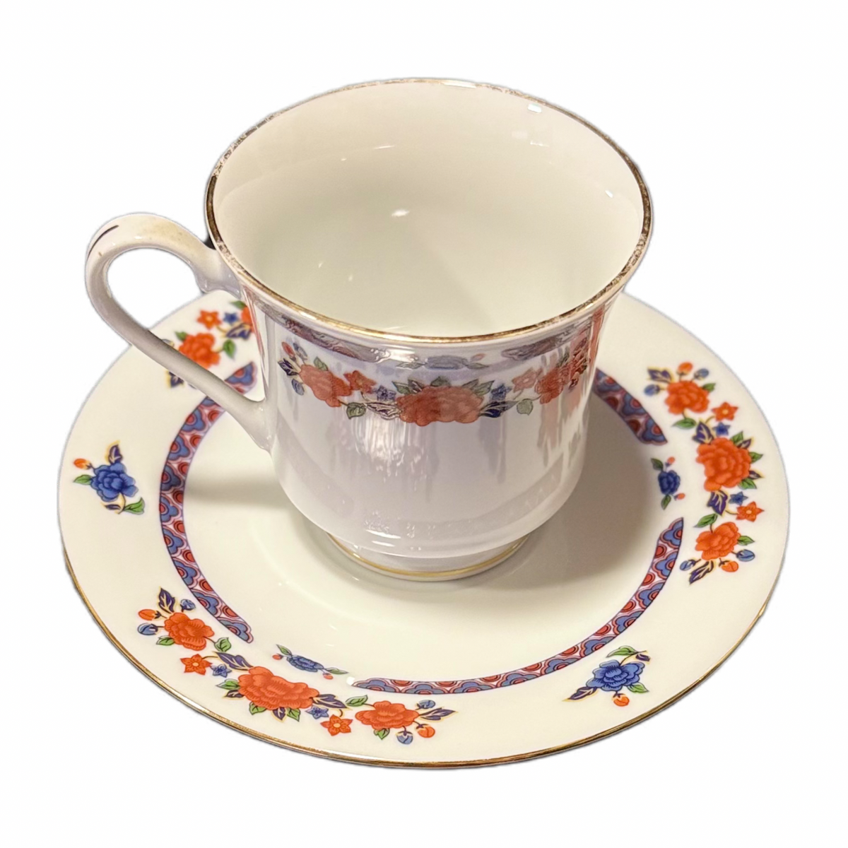 3 CROWN MING OLD IMARI Cup & Saucer Sets Jian Shiang China Faded Gold Trim