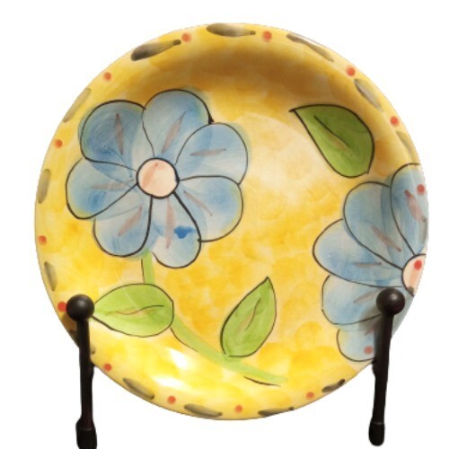 Gibson Houseware SUNRISE Set Of 2 Salad Dessert Plates 7 ¾”D Yellow Blue Flowers