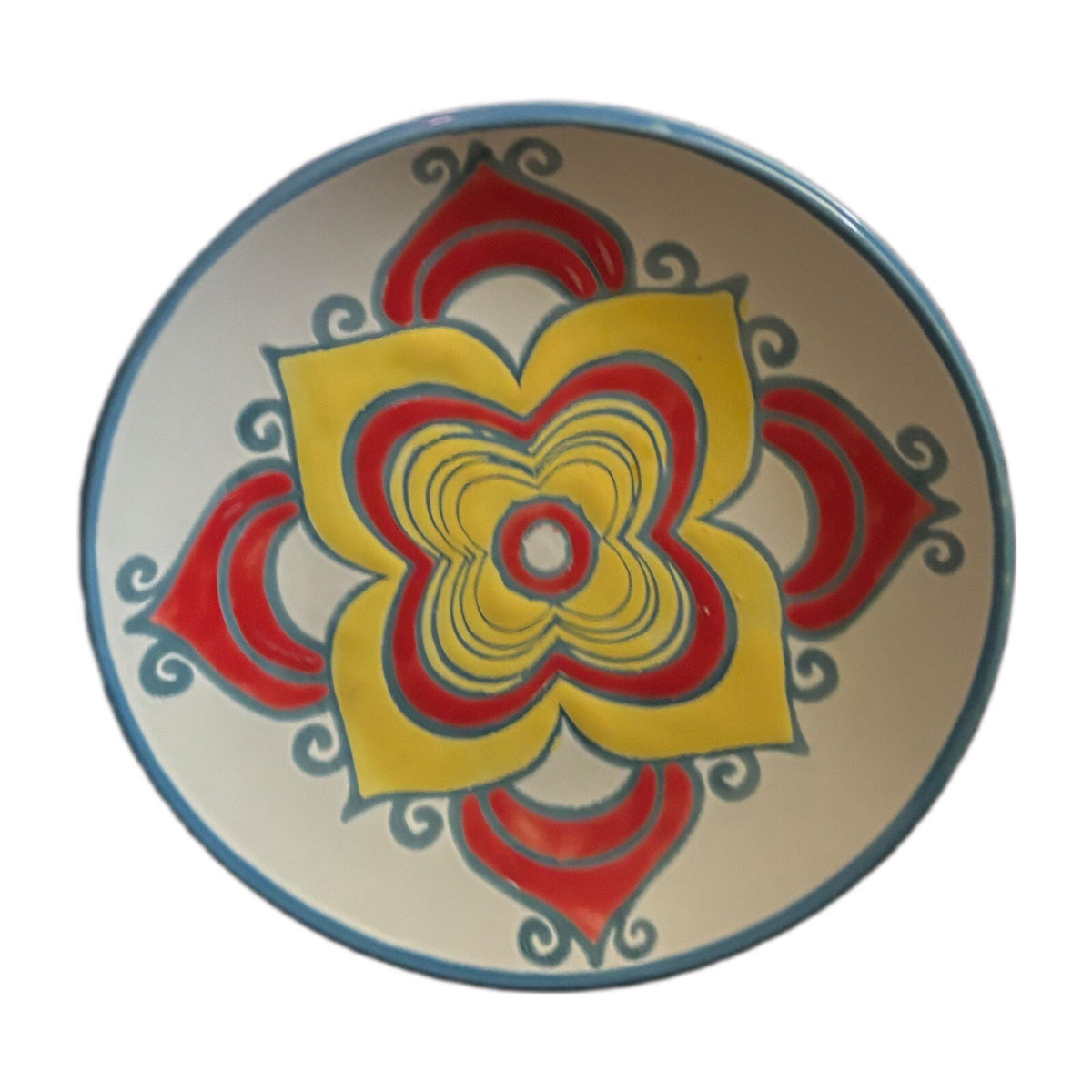 SPECTRUM 4-Appetizer Plates Floral Ceramic Assorted Geometric Designs Dessert