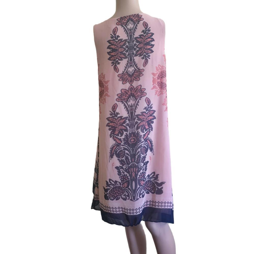 Max Studio Sleeveless Shift Dress Pink Floral XS Knee Length