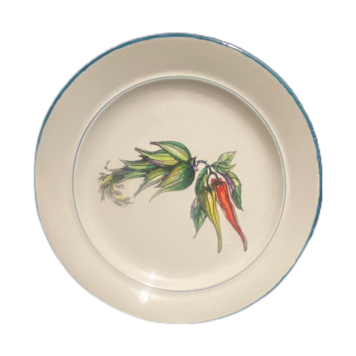 France 3-Salad Plates FAIENCE DE SAINT AMAND Bell Peppers-Hot Peppers-Scallions