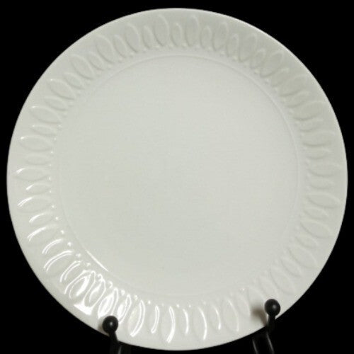Gibson Designs WHITE DIAMONDS 1-Salad Plate 7 ¼” D White Embossed Oval Design