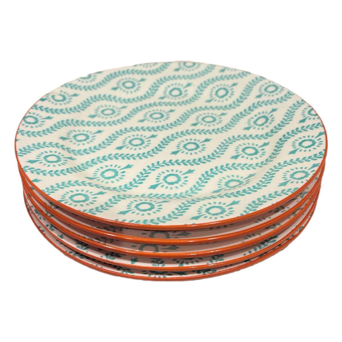 BAUM TANGIER 13 Piece Turquoise Stoneware Set Dinner Salad Plates Bowls & Mugs