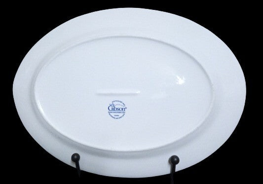 Gibson REGALIA Oval Serving Platter 14 ¾” D White Embossed Dots Ceramic Dish