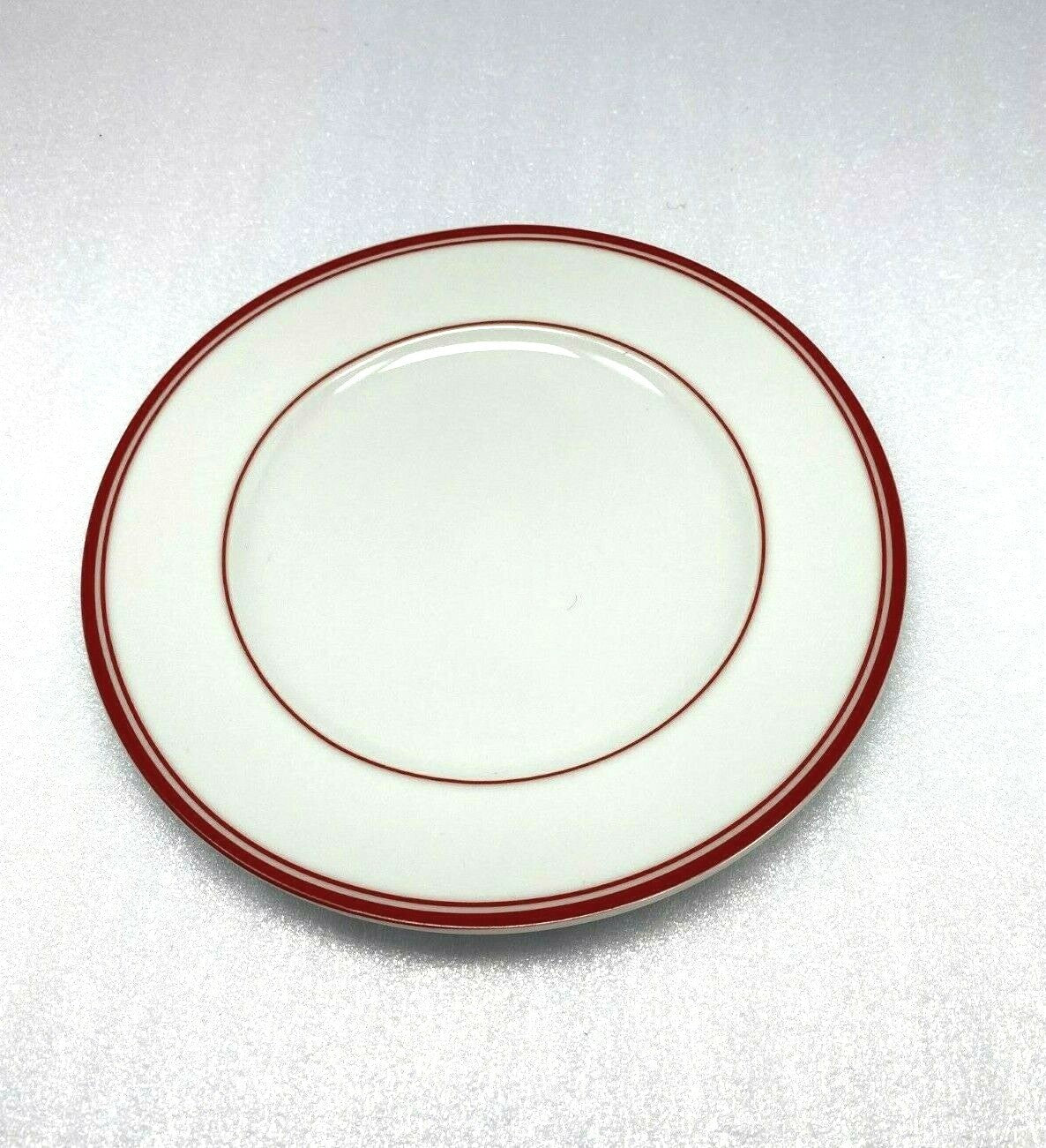 Amazon Basics White Dinnerware Collection Red Stripe Ceramic