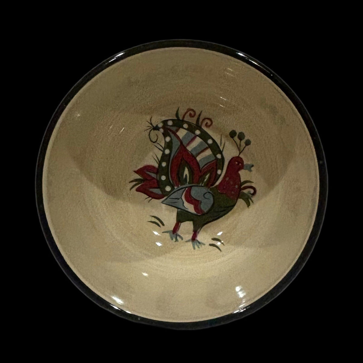 Tabletops Unlimited BOULEVARD 4 Cereal Bowls Hand Painted Bird Striped Soup Dish