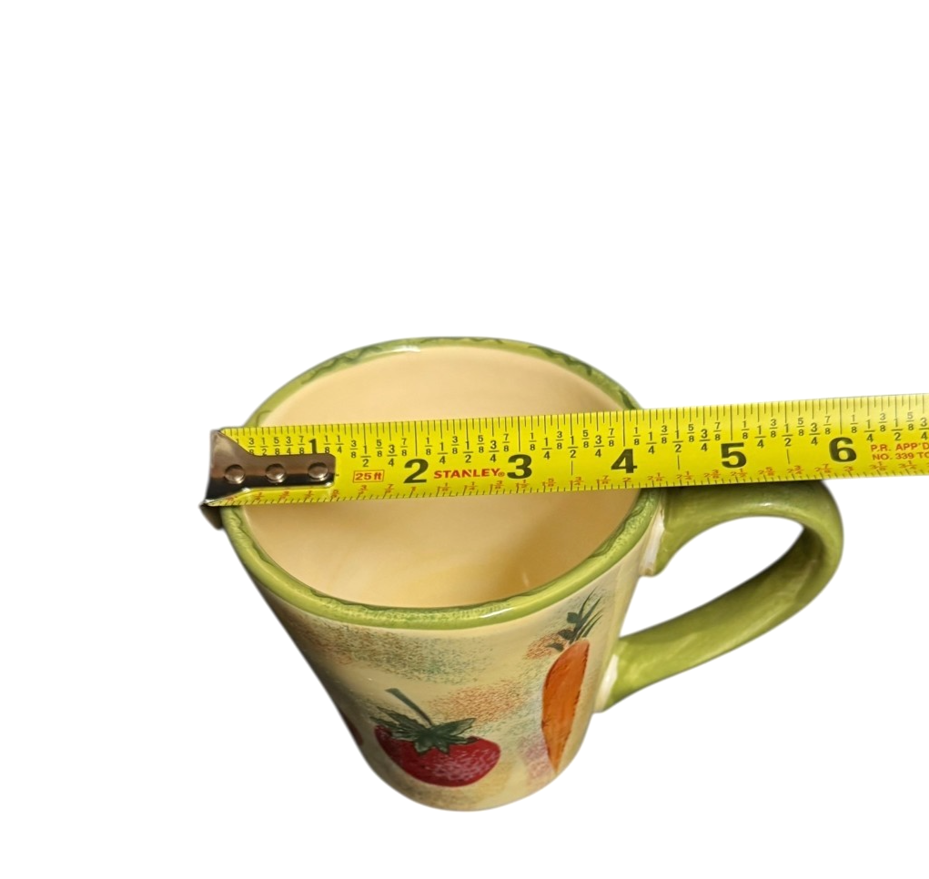 Home Tuscan Vegetables Mug • Stoneware Coffee Cup • Onion Tomato Design