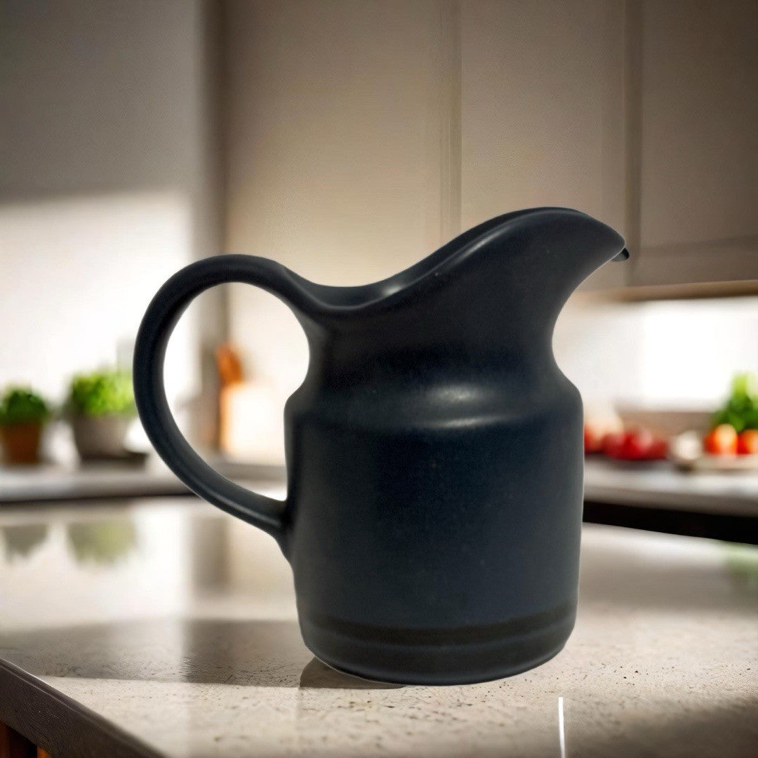 Pfaltzgraff Morning Light Creamer | Cobalt Blue Matte Southwest Triangle